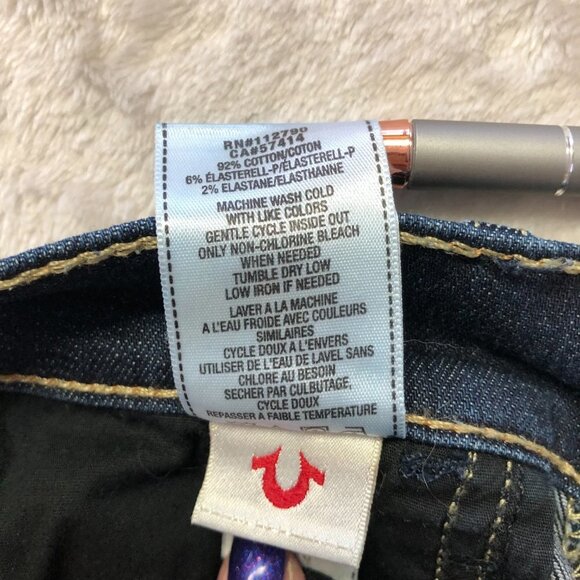 True Religion Made In USA Casey Low Rise Super Skinny Dark Wash Jeans Size 25 - Picture 8 of 15